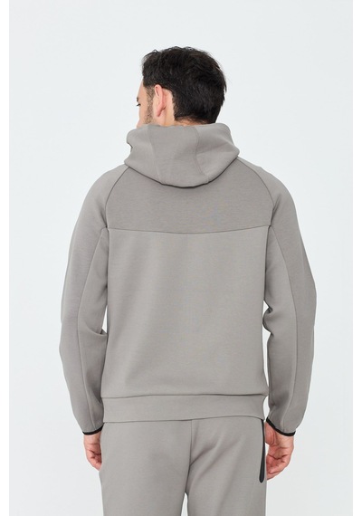White Stone Gri Cepli Kapüşonlu Fermuarlı Erkek Sweatshirt Grey