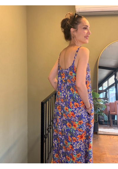 Ali Butik Mor Desenli Viskon Elbise