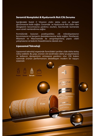 Hydraboost,üçlü Hyaluronik Asit Ve Seramid Kompleks,%5 C Vitamini,yoğun Nemlendirici Liposamal Serum - 803242356