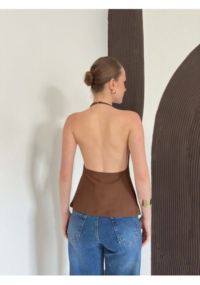Verymoda Pullu Askılı Bluz D3079 Kahve Bakır