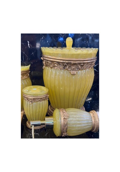 6 Parça Polyester Banyo Takımı Sarı