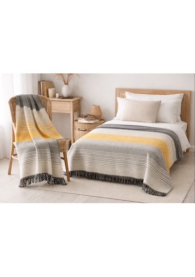 Aksu Allday Çift Kişilik, Pamuklu Battaniye Tv Battaniye 2'li Set 180 X 220 // 130 X 170cm Sarı - Gri - Camel Aksu Allday Çift Kişilik, Pamuklu Battaniye Tv Battaniye 2'li Set 180 X 220 // 130 X 170cm Sarı - Gri - Camel
