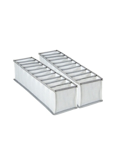 10 Bölmeli Dolap Çekmece İçi Düzenleyici Organizer Kumaş 11 X 12 Gri Tr Diğer