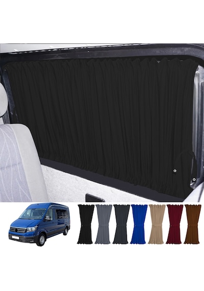 Pandami Volkswagen Crafter 2.nesil Uzun Şase 2018+ Uyumlu Siyah Raylı Oto Perde Takımı