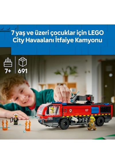 LEGO® City Havaalanı İtfaiye Kamyonu 60499 - 7 Yaş ve Üzeri Çocuklar İçin Acil Durum Aracı İçeren Oyuncak Yapım Seti (691 Parça)