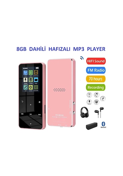 8gb Hafızalı Mp3-mp4 Player Müzik Çalar Fm Radyo Bluetooth Kulaklık Ve Hoparlör İle Kullanabilme