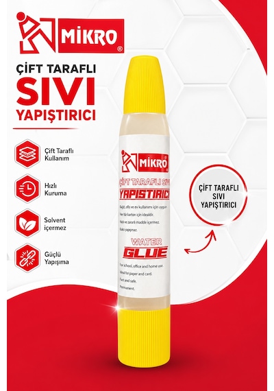 Mikro Çift Taraflı Sıvı Yapıştırıcı Güçlü Yapışma Hızlı Kuruyan Kağıt Karton Ahşap El İşi Tutkalı 1 Adet