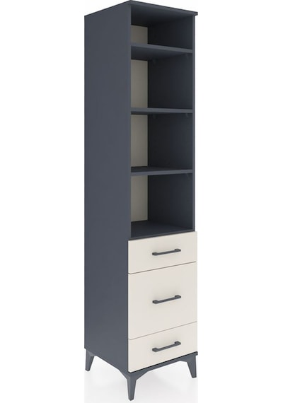 Hyperion Dolap 4 Raflı 3 Çekmeceli 44x44x195 Antrasit-aytaşı Antrasit