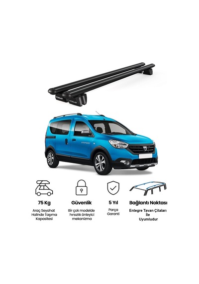Pençe Dacia Dokker 2012-2021 Uyumlu Siyah Ara Atkı 109cm Port Bagaj Tavan Barı