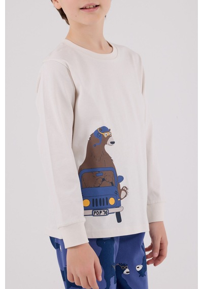 Rolypoly Erkek Çocuk Beyaz Pijama Takımı Rp3658-c-v1