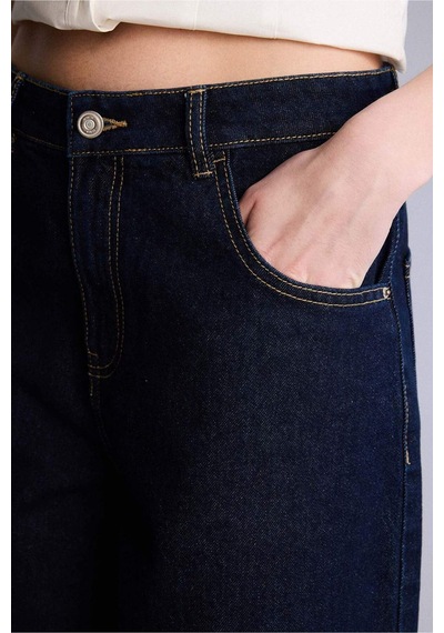 Defacto %100 Pamuk Yüksek Bel Jean İndigo Jean Bermuda Şort G8585ax26hsnm82 Mavi-nm82