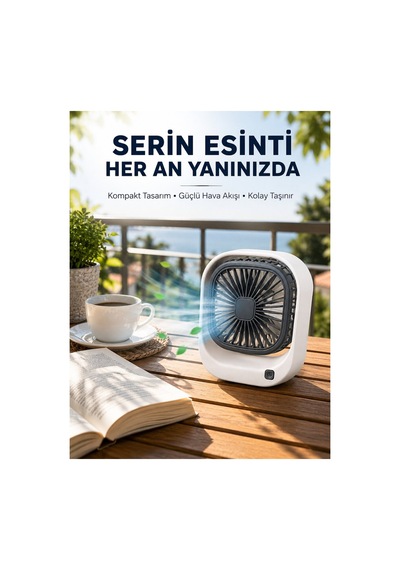 Taşınabilir Şarjlı Masa Fanı Sessiz Ve Güçlü Fan Sistemli - Hs08377913-6180 Renkli
