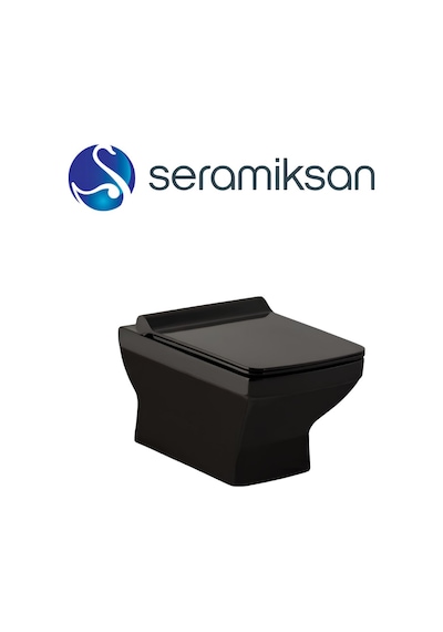 Seramiksan A041043H Silva Kanallı Yavaş Kapak Asma Klozet Siyah