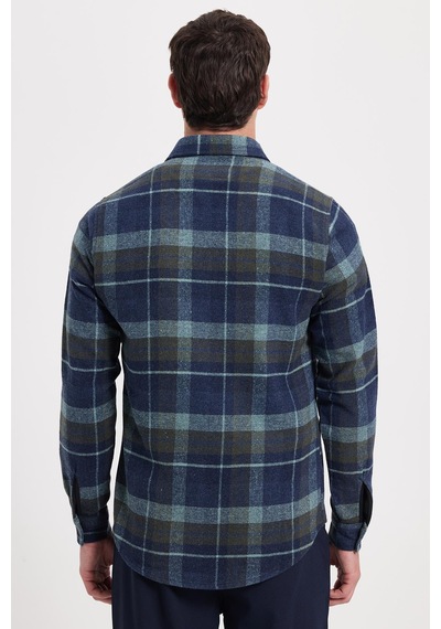 Tudors Erkek Slim Fit Dar Kesim Kareli Kışlık Oduncu Gömlek-42355 Mint