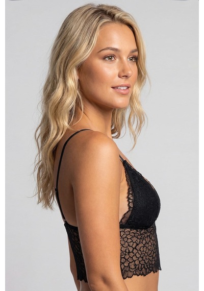 New Bra Desen Dokulu Dantel Crop Bralet Siyah 8426