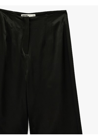 Koton Slim Fit Yüksek Bel Geniş Paça Saten Pantolon Siyah 6sak40311uw Siyah