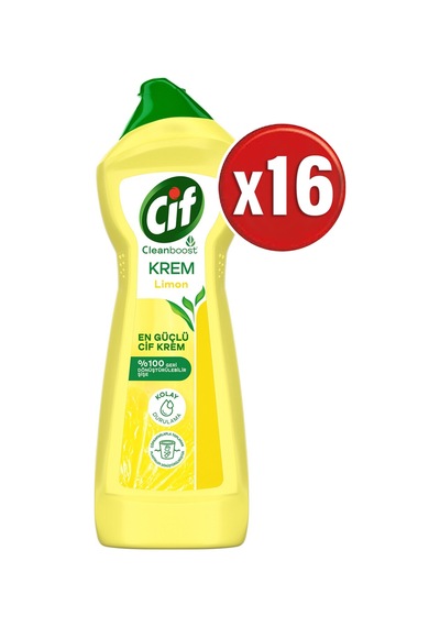 Cif Krem Yüzey Temizleyici Limon Kokulu 16 x 750 ML