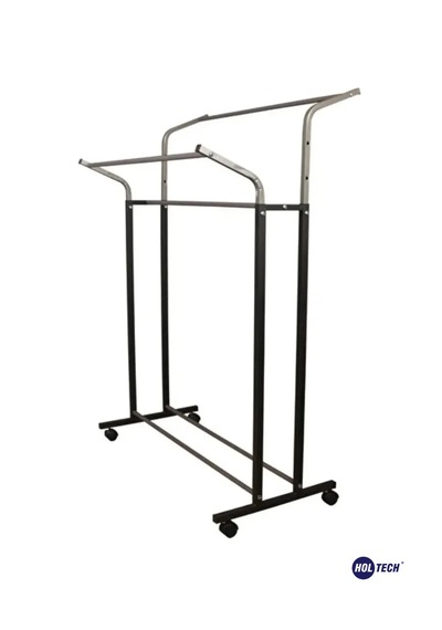 Ayarlanabilir Metal Konfeksiyon Askısı Çiftli Portatif Vitrin Siyah