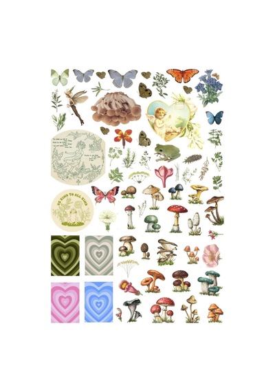 68 Adet Fairycore Sticker Seti - Etiket Seti Scrapbook Bullet Journal Çok Renkli