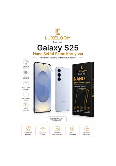 Luxeloom Samsung Uyumlu Galaxy S25 Nano Şeffaf Ekran Koruyucu Film