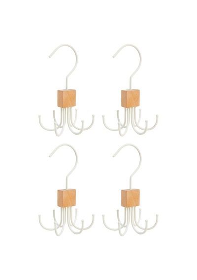 Ocean Home Textile 4'lü 6 Kancalı Mat Beyaz Renk Kauçuk Kaplamalı Metal Çok Amaçlı Askı 14 X 7 Cm