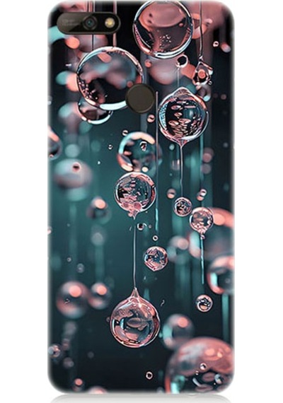 Huawei Y7 2018 Uyumlu Cam Baloncuklar Desenli Silikon Kılıf