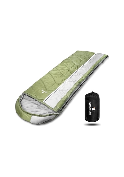 Covacure 4 Mevsim Uyku Tulumu, Ultra Hafif, 220 X 80 Cm, Su Geçirmez Yeşil Çok Renkli