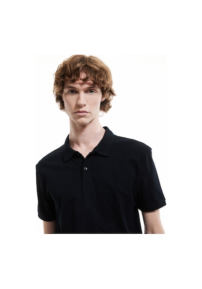 Koton Kısa Kollu Pamuklu Pike Kumaş Polo Yaka Slim Fit Tişört Siyah 5sam10012mk Siyah