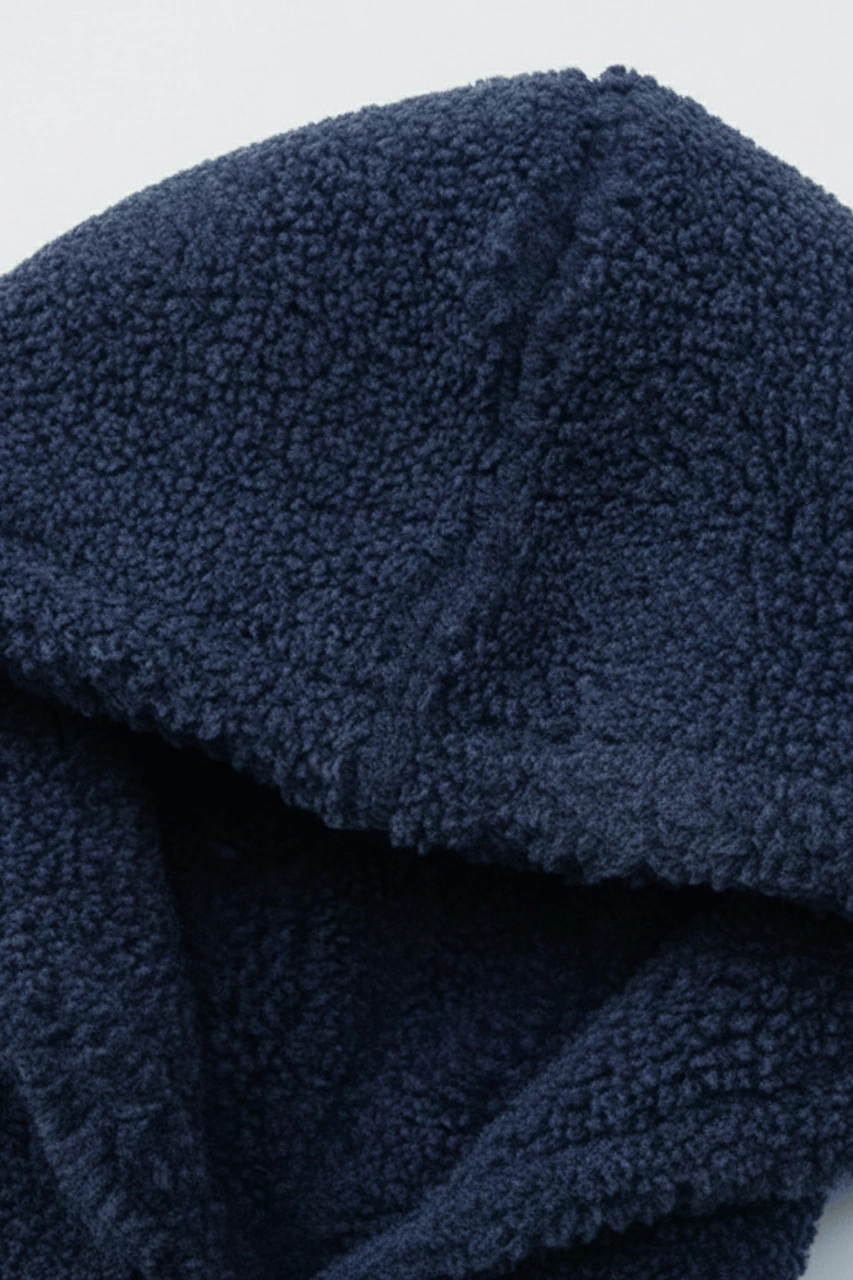 Genius Store Genıus Store Erkek Kapüşonlu Polar Sherpa Kuzu Kumaş İçi Şardonlu Kapüşonlu Sweatshırt Sherpa-kap Lacivert