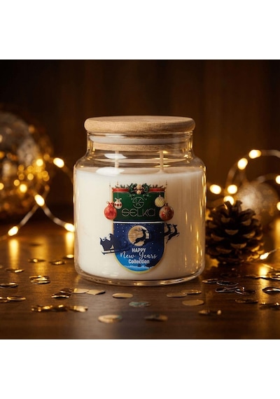 Selka Home 2'li New Year S Büyük Boy Special Kokulu Mum Yılbaşı Özel Koleksiyonu Şeffaf