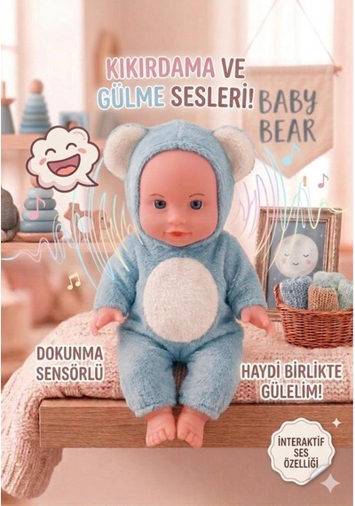 İnteraktif Sesli Ve Dokunma Sensörlü Baby Bear Oyuncak Bebek - 23 Cm