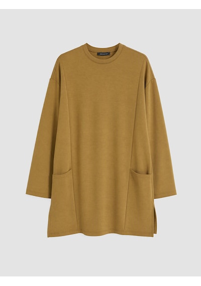 Lcw Everyday Haki Bisiklet Yaka Soft Touch Kadın Tunik