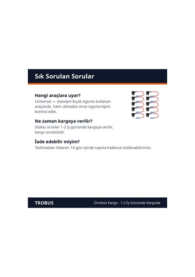 Trobus Fuse Tap Sigorta Çoğaltıcı Standart Bıçak Tipi 10 Adet Diğer