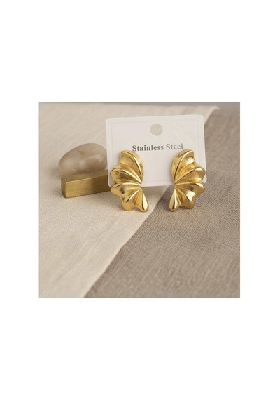 316l Çelik Gold Renk Vintage 3d Dalgalı Model Küpe Tj-bkp12038 Evimdeyokyok