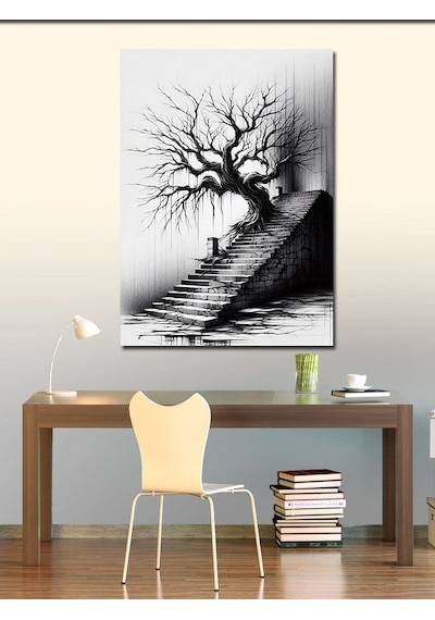 Kanvas Tablo Merdiven Ve Ağaç 50cmx70cm