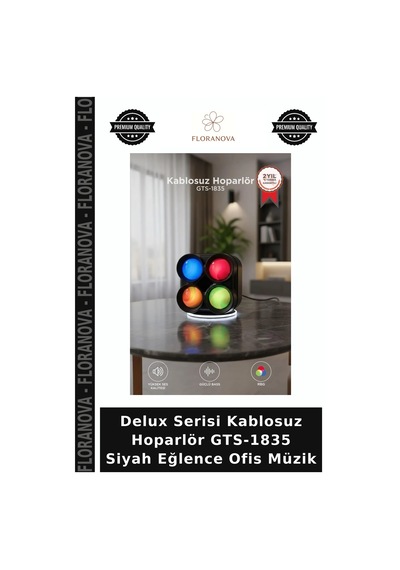 Delux Serisi Kablosuz Hoparlör Gts-1835 Siyah Eğlence Ofis Müzik