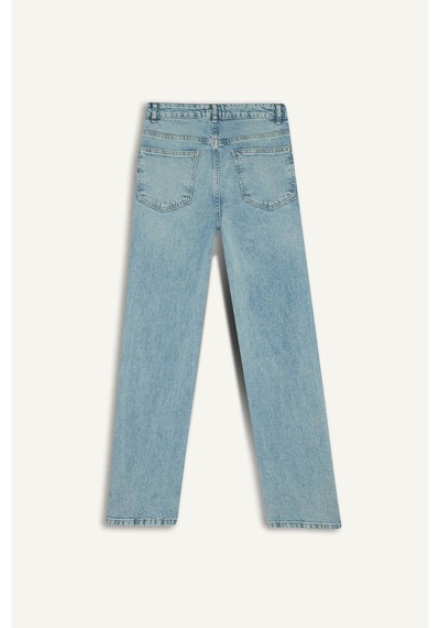 Defacto Comfort Straight Normal Bel Bilek Boy Jean Yıkamalı Pantolon G2215ax25wnnm28 Mavi