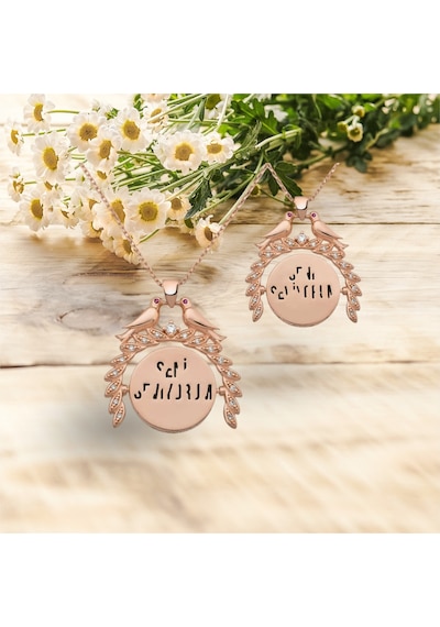 Modahilye 925 Ayar Gümüş Aşk Kumruları Rozegold Seni Seviyorum Tasarım Kolye Rose Gold