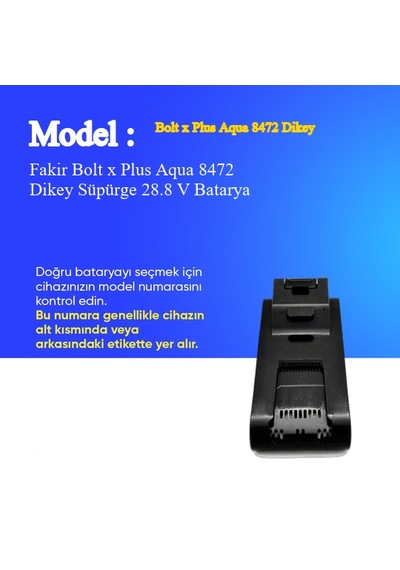 Fakir Bolt X Plus Aqua 8472 Dikey Süpürge 2500 Mah 28.8 V Batarya  Uyumlu Uzun Ömürlü, Yüksek Performans Pil