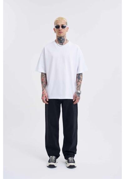 Beyaz Basic Pamuklu Oversize Tshirt Beyaz