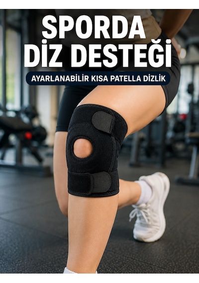 Mey İthalat Sporcu Dizliği Açık Patella Tasarımlı Ayarlanabilir Cırtlı Kısa Diz Desteği Diğer