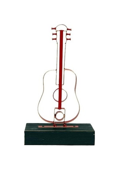 Obje Gitar Ahşap Standlı Biblo Dekoratif Ev Ofis Hediyelik