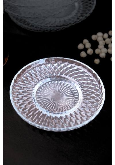 Tabak Evi Aden Sensu Cam Çay Tabağı 12cm Sade 6 Lı 2494 Şeffaf