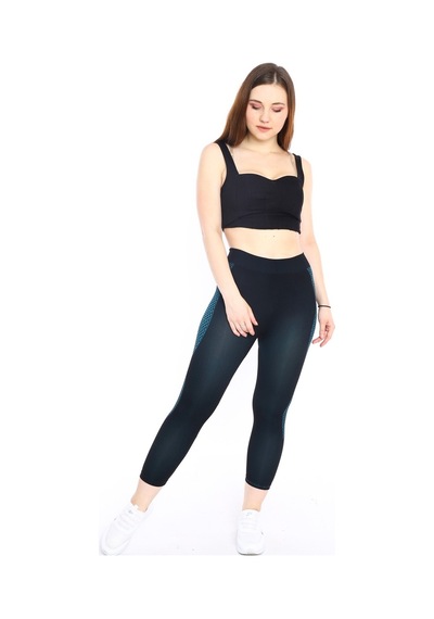 Escetic Kadın Spor Siyah Kısa Tayt, Yumuşak Kumaş-4303 - Xs/s