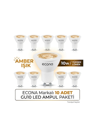 10w Gu10 Spot Ampul Gu10 Amber Renk 10 Adet