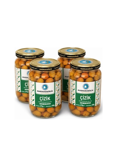 Marmarabirlik Yeşil Çizik Zeytin 400 Gr Cam Xs-2xs X 4 Adet