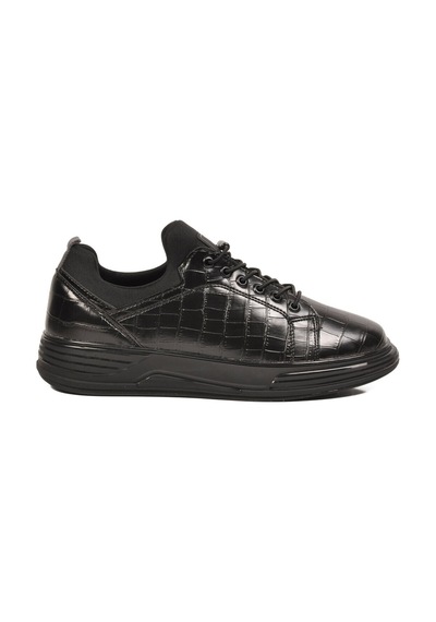 Walkway Siyah Kroko Lastik Bağcıklı Erkek Sneaker Balase M
