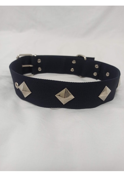 Kozaklı Süslü Köpek Tasması Siyah 70 x 4 CM Siyah