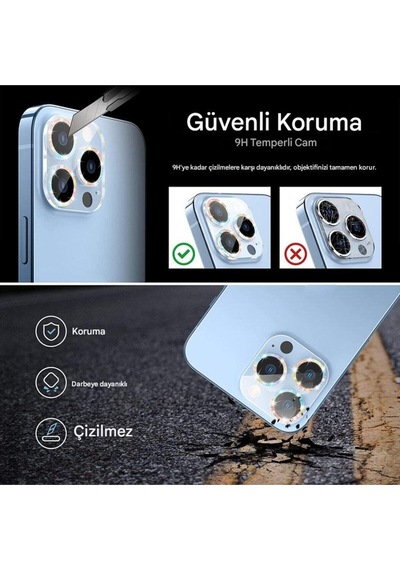 İphone 11 Pro / 11 Pro Max Uyumlu Safir Lens Çizilmez Dayanıklı Kamera Koruyucu