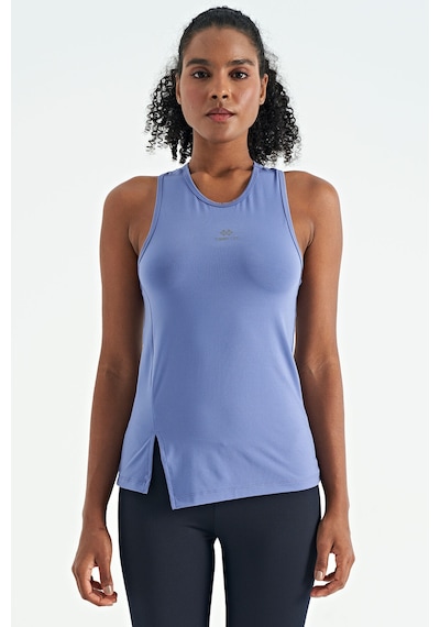 Tommy Life Eflatun Yırtmaç Detaylı O Yaka Sıfır Kollu Standart Kalıp Kadın Spor Atlet - 97256 Mor